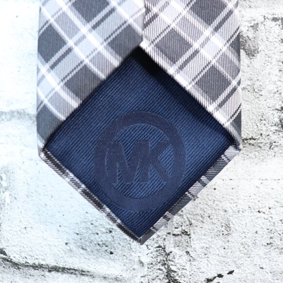 Michael Kors Necktie Men's 100% Black White Plaid Standard 58" Tartan - Picture 5 of 8